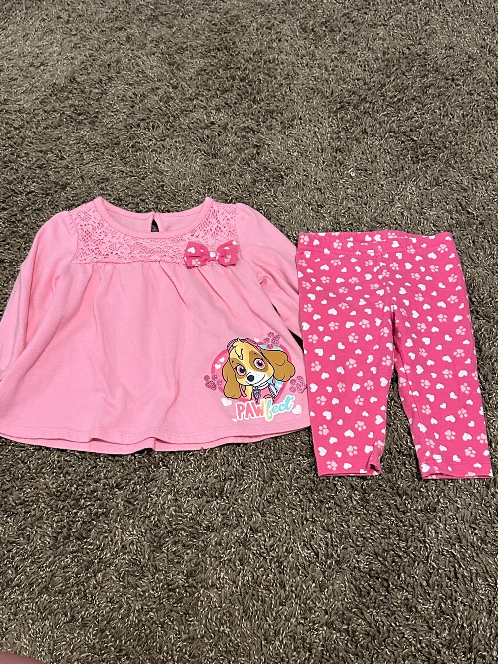 PAW Patrol Pink Skye Top & Heart Leggings Set